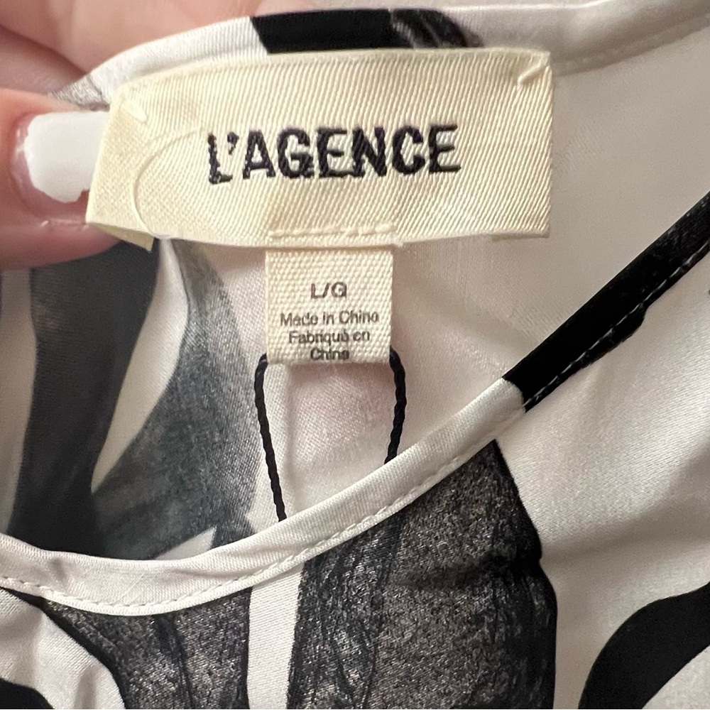 L'AGENCE Black and White Tropical Print Camisole - Picture 7 of 9